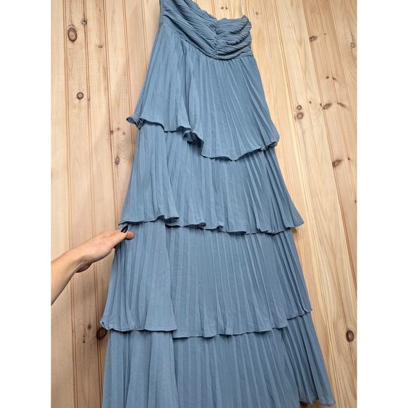 NWOT Lulus Seriously Sensational Light Blue Strapless Tiered Maxi Dress Size L - Picture 6 of 9